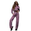 211284 otoño e invierno Nuevo europeo y americano color liso cremallera doble bolsa cordón manga larga top moda conjunto de pantalones casuales mujer