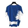 Comércio Exterior Nova Camiseta de Verão com Gola Redonda de Seda Gelada para Mãe Feminina Elegante Solta Fina Manga Curta Malha Top