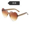 Óculos de sol sem aro em formato de coração para festas, óculos de sol com lentes degradê personalizados e famosos na internet, óculos divertidos para festas
