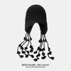 Chapéu Gorro de Tricô Vazado para Viagem no Sudoeste da China para Mulheres, Versátil para Passeios, Faz o Rosto Parecer Menor, com Pompons e Cordão Ajustável, Chapéu de Lã para Clima Frio