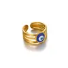 Pendientes de Ojo Turco Azul de Moda Europeos y Americanos Acero Inoxidable Chapado en Oro de 18K Colgante de Ojo del Diablo Gota de Aceite Collar para Mujer