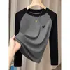 Camiseta de manga larga de algodón puro para mujer, top casual de moda estilo coreano, adecuada para usar en capas o sola, nueva colección otoño 2026