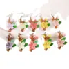 Pendientes de Accesorios de Flor de Durazno de Resina Brillante para Uso Diario, Regalos de Vacaciones, Accesorios de Vestir, Hechos a Mano DIY