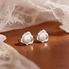 Pendientes de Perla Camelia de Plata Pura 999 para Mujer, Lujo Ligero, Moda de Alta Gama, Pendientes Simples y Elegantes, Accesorios de Nicho Estilo Ins