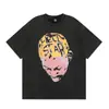 Hermosa Moda Hell Star Ins Mismo Estilo Vintage Estampado Top para Hombre y Mujer Casual a la Moda Algodón Puro Lavable Camiseta de Manga Corta