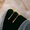 Aretes de Mariposa Estilo Bosque para Mujer, Estilo K, Aretes Colgantes Pequeños con Borla Fresca, Nuevo Estilo Caliente de Celebridad de Internet, Joyería para Orejas de Gama Alta