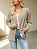 2026 Moda Casual Europeia Amazon Cor Sólida Gola V Manga Longa Botão Malha Solta Cardigan Estilo Preguiçoso