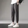 Calça Masculina de Seda Gelo Comprimento no Tornozelo Verão Elástica Secagem Rápida Esportiva Casual Calça para Dedo do Pé Chegada Nova de Verão Calça Elástica em Quatro Lados de Nylon