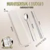 Conjunto de Talheres de Aço Inoxidável 316 Alemão - Colher, Hashi e Garfo, Armazenamento Antibacteriano, Conjunto Portátil de Três Peças para Adultos e Estudantes