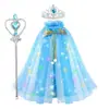 30 Luces Capa de Elsa Capa Luminosa Ropa de Rendimiento Navideño para Niños Malla de Doble Capa Luz LED Traje de Niña