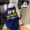 Camiseta Curta Feminina de Verão com Estampa de Letras, Alças Finas, Ombro a Ombro, Manga Curta, Design Americano Soltinho, Sexy, Manga Meia-Manga, Top Versátil