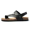Pantuflas de Comercio Exterior para Hombre Verano Chanclas de Moda para Hombre Corcho Playa Estilo Coreano Clip en el Pie Sandalias y Pantuflas de Cuero para Pareja para Mujer Verano