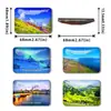 Suiza Escandinava Paisajes de Viaje Imán para Nevera Tren de Esquí Aurora Souvenir Imán para Nevera Rectangular Vidrio Navidad