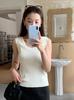 Chaleco de Punto Fresco de Seda de Hielo que Cubre el Pecho 2026 Nuevo Estilo Básico de Canalé Blanco Crudo sin Mangas con Cuello en U para Mujer
