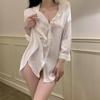 Camisa de Dormir para Mulheres com Design Único, Nova Camisa de Outerwear Estilo Coreano para Primavera e Outono 2026, Solta, Comprimento Médio, Manga Longa