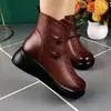 Botas de Moda de Piel Suave Estilo Étnico para Mujer 2026 Otoño/Invierno Nuevas Versátiles con Forro de Terciopelo Botas de Nieve Antideslizantes Adelgazantes Botines para Madre