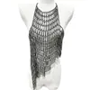 Nova Roupa de Praia Transpassada com Diamantes Vazados, Peça de Roupa Externa Sexy para Meninas Quentes, Top de Biquíni com Corrente Feito à Mão