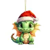 Colgante Serie de Dinosaurios de Navidad Nuevo Transfronterizo 2D para Amazon Decoración de Coche de Navidad Adorno Colgante Plano de Acrílico