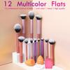 Conjunto de Pincéis de Maquiagem de Cabo Longo Multicolorido de 12 Peças, 8 Pincéis Multicoloridos, Inclui Pincel de Blush, Dropshipping Transfronteiriço, Dropshipping de Peça Única