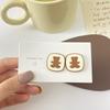Pendientes de plata S925 con forma de oso de Corea del Sur, divertidos y bonitos, con dibujos animados, sencillos y dulces, con clip para las orejas.