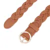 Cinto Feminino de Couro Trançado com Fivela Redonda de Pino para Vestidos, Ternos, Banquetes, Negócios, Cinto Decorativo Simples