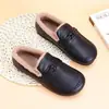 Zapatos de Cuero sin Cordones de Suela Plana Zapatos Forrados de Lana para Mujer 2025 Nuevo Invierno Suave Suela Zapatos para Madre Cálidos Extra Gruesos Zapatos de Algodón