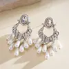 Pendientes Colgantes Ovalados de Circonita Transfronterizos Europeos y Americanos, Moda Retro, Temperamento Exquisito, Lujo Ligero, Pendientes de Alta Gama