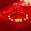 Pulsera de Cuentas de Transferencia Pixiu Chapado en Oro Cobre Oro Estaño para Mujeres Pulsera de Cuerda Roja Trenzada Oro de Arena Vietnamita Estilo Pareja Pulsera de Mano