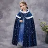 Capa Nueva de Hielo y Nieve Capa Ropa Exterior Chal Elsa Princesa Otoño e Invierno Niños Cordones Cálido Niños Medianos y Grandes