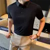 Nueva Camisa Polo de Manga Corta para Hombre Verano 2026, Nylon de Lujo Ligero Alta Elasticidad Seda de Hielo Delgada de Negocios Secado Rápido Camiseta para Hombre