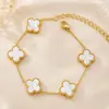 Pulsera Cruzada de Acero Inoxidable Europea y Americana de Cuatro Hojas por Ambos Lados para Niñas, Acero de Titanio No se Desvanece Joyería de Alta Gama al por Mayor