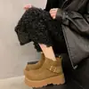 Botas Martin de Suela Gruesa para Aumentar la Altura para Mujer 2026 Nuevo Llegado de Invierno Botines Cálidos con Forro de Terciopelo Estilo Británico Retro Antideslizantes Botas de Nieve