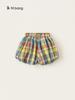 Ropa Infantil Yubao Verano Nuevo Estilo Occidental Falda Pantalón de Flores Elástica para Niña Cuadros de Color en Contraste Shorts Casuales para Niños
