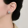 Pendientes de Tuerca de Circonita Llenos de Estrellas Estilo Coreano y Japonés para Mujer Pendientes de Plata de Ley 925 Lujo Ligero Incrustados Sensación de Alta Gama Accesorios de Pendientes a Juego de Copo de Nieve