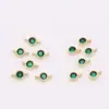 Cor Dourada 14K Zircônia Diamante Colorido Micro-Pavimentada Preservação da Cor Acessórios de Engrenagem Redonda Pendurados Simples e Duplos Material de Conexão para Pulseira Brincos DIY
