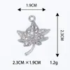 Pulseira Colar Pingente Acessório DIY Materiais Folha de Bordo Prateada Ponto Diamante Liga Conector de Pingente Único Acessório