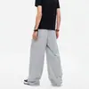 Pantalones deportivos unisex con bordado de unicornio, pantalones de chándal anchos de estilo americano fluidos, pantalones atléticos casuales unisex