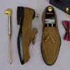 Sapatos de Couro Masculinos Suede Slip-on Cobrem os Pés Couro Genuíno Sapatos de Couro Masculinos Casuais Britânicos Mocassins com Franja Sapatos para Dirigir