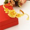 Pulsera de oro vietnamita de larga duración que no se decolora para mujer, boda, moneda europea, chapado en cobre, joyería, pulsera con apertura de flor arenada, venta al por mayor