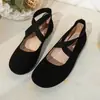 Zapatos Planos Perezosos de Punta Redonda con Banda Cruzada Elástica de Gamuza 2025 Verano Nuevos Tallas Grandes Zapatos Tipo Frijol de Exportación para Mujer