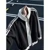 Sudadera cárdigan con cuello alto de tres rayas para hombre, nueva colección de otoño, diseño color block, moderna y versátil, chaqueta de moda para el día a día