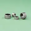 Plata de Ley S925 Patrón de Hierba Rizada Estilo Tíbet Anillo Corredizo Espaciador para Joyería, Pulsera de Semillas de Pasión Estrella y Luna, Espaciador con Patrón Auspicioso
