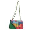 Nova Bolsa Quadrada Pequena Colorida com Costura Graffiti para Mulheres, Bolsa Transversal com Corrente para Mulheres, Mochila da Moda Versátil para Ombro Único para Mulheres