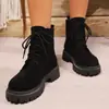 Botas de Tamanho Grande para Mulheres de Comércio Exterior Outono e Inverno 2025 Novo Estilo Europeu e Americano Salto Grosso Solado Grosso Antiderrapante Casuais Botas Curtas Sapatos Transfronteiriços