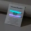Pulsera de tarjeta de bendición tejida con hilo de cera impermeable, acrílico luminoso personalizado con cuentas de amor, juego de 2 piezas