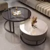 Mesa de Centro de Madeira Maciça Sala de Estar Uso Doméstico Apartamento Pequeno Moderno Simples Luxo Leve Sensação de Alto Padrão Camada Dupla Mesa de Chá para Sofá