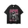 Camiseta de manga curta com estampa de figura de rap vintage retrô americana para homens e mulheres com base de meia manga preguiçosa estilo preguiçoso