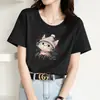 Camiseta Pesada de Manga Corta Estilo Calle Americano con Estampado de Perro para Mujer, Marca de Moda de Verano, Corte Holgado, Talla Grande para Pareja, Capa Base