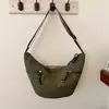 Otoño Invierno Simple Nylon Lavado Bolso de Luna Creciente Decoración Retro con Cordón Bolso Cruzado para Mujer Suave Colapsado Sensación Relajada Bolso Grande para Viajes