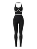 Macacão de yoga estilo europeu e americano com gola halter para mulheres, novo macacão fitness sem costura, roupas esportivas para fitness ao ar livre